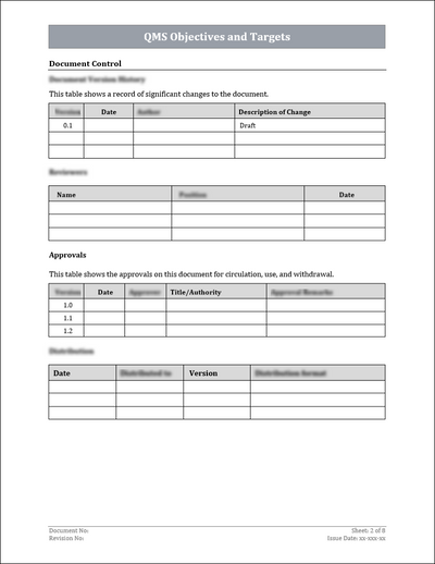 ISO 9001:QMS Objectives and Targets Template – ISO Templates and ...