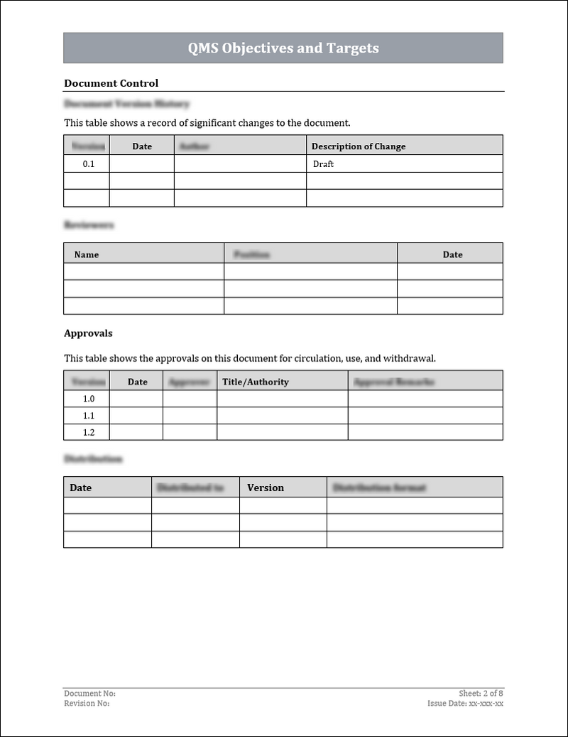 Iso Objectives Format Sample ISO 9001:QMS Objectives and Targets Template – ISO Templates and ...