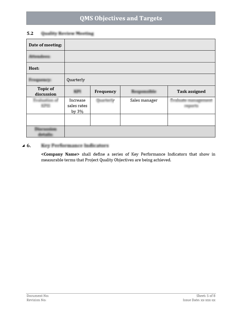 ISO 9001:QMS Objectives and Targets Template – ISO Templates and ...