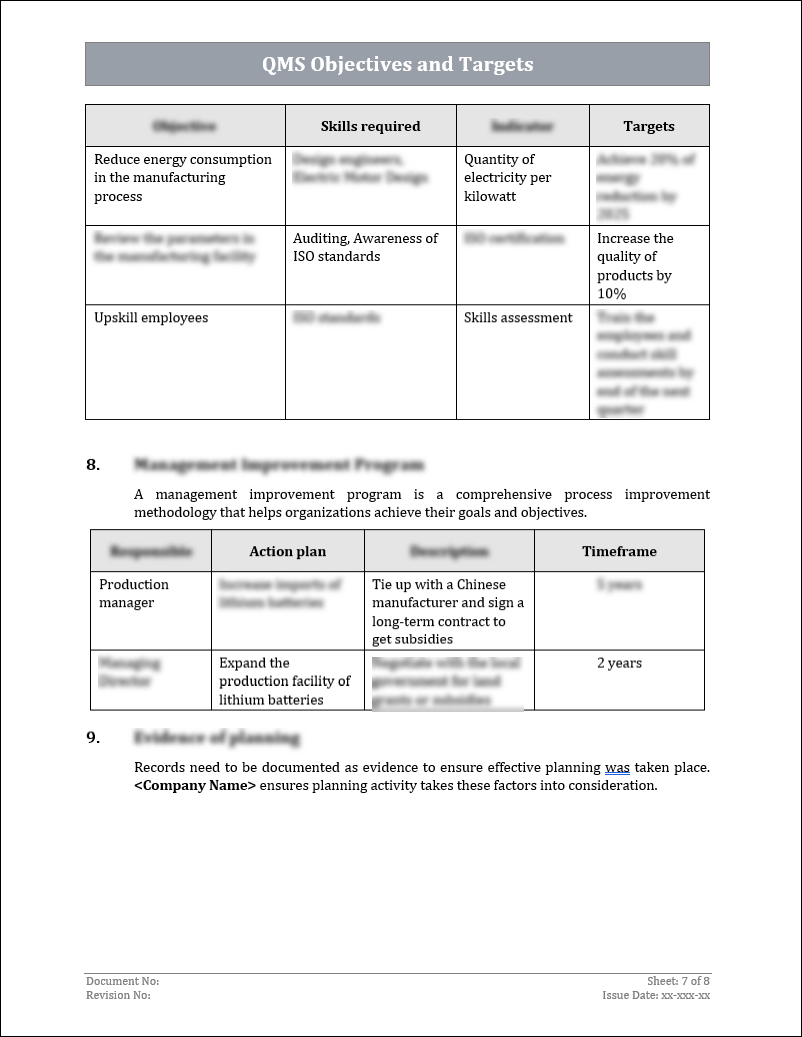 Qualtiy Objective ISO 9001:QMS Objectives and Targets Template – ISO Templates and ...