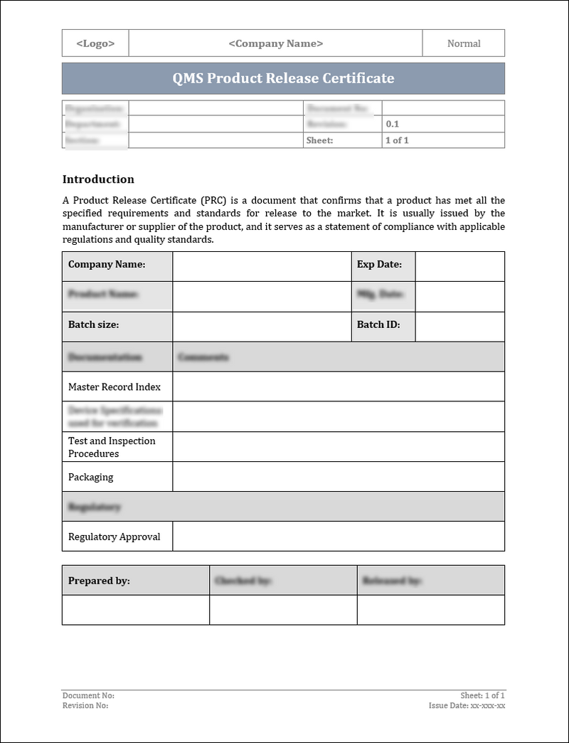 ISO 9001: QMS Product Release Certificate Template ISO Templates and ISO 9001: QMS Product Release Certificate Template ISO Templates and