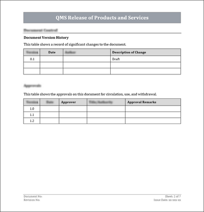 ISO 9001:QMS Release of Products and Services Template