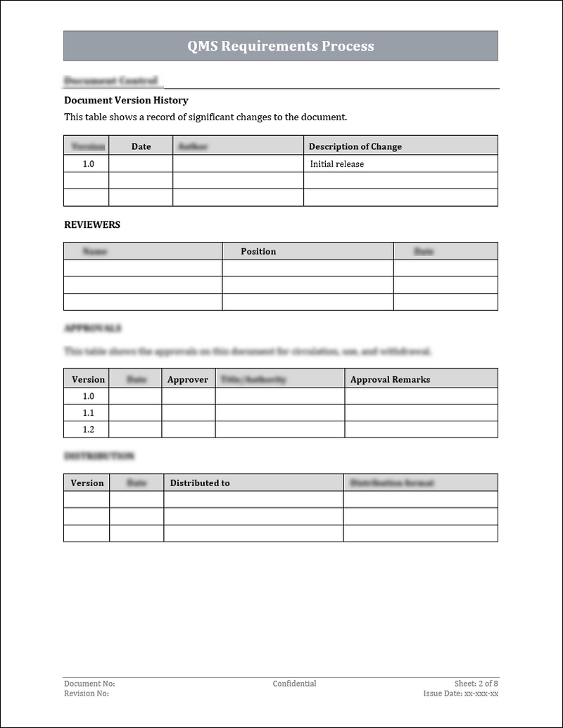 Process Requirments Example ISO 9001:QMS Requirements Process Template – ISO Templates and ...
