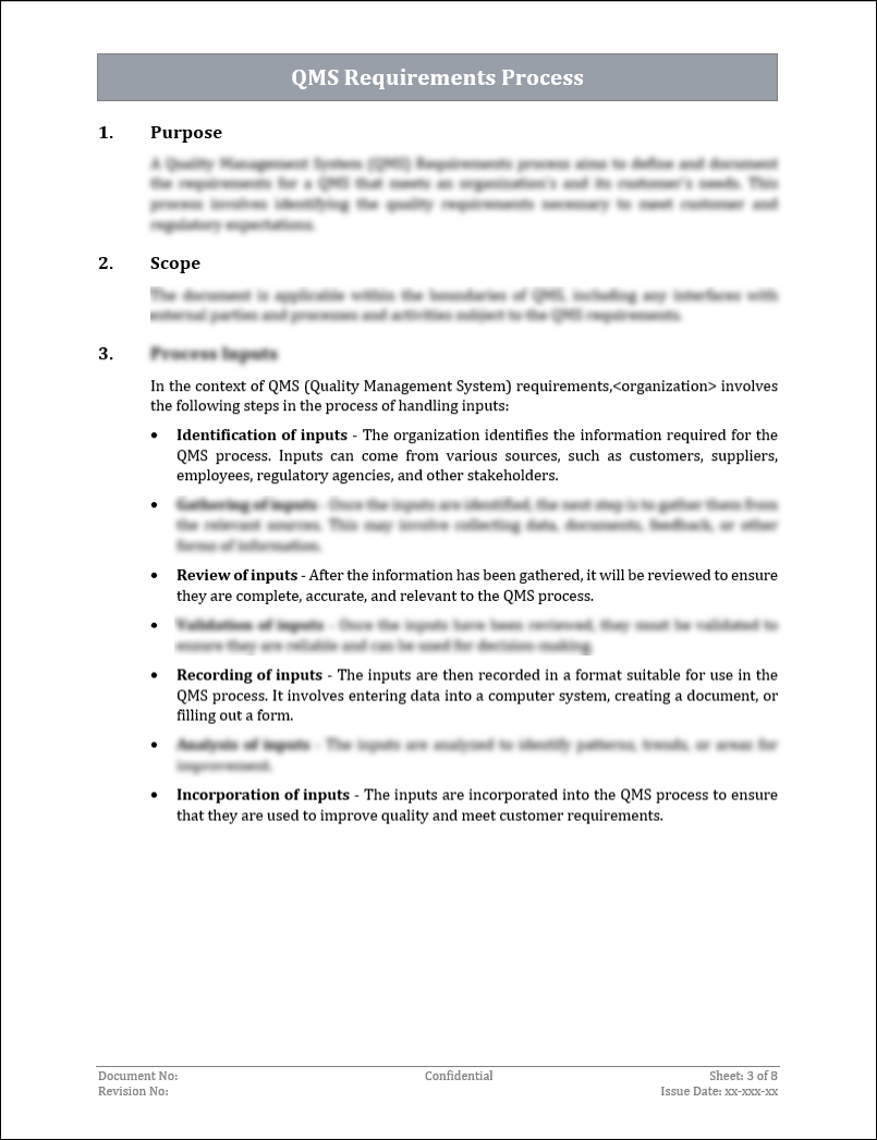 ISO 9001:QMS Requirements Process Template