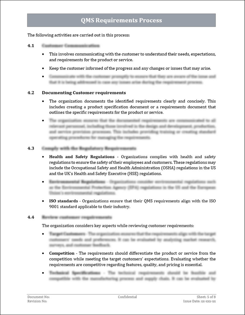 Process Requirments Example ISO 9001:QMS Requirements Process Template – ISO Templates and ...