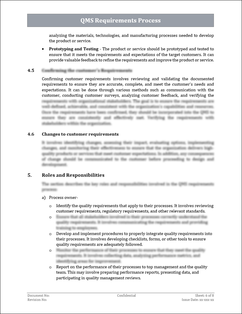 ISO 9001:QMS Requirements Process Template