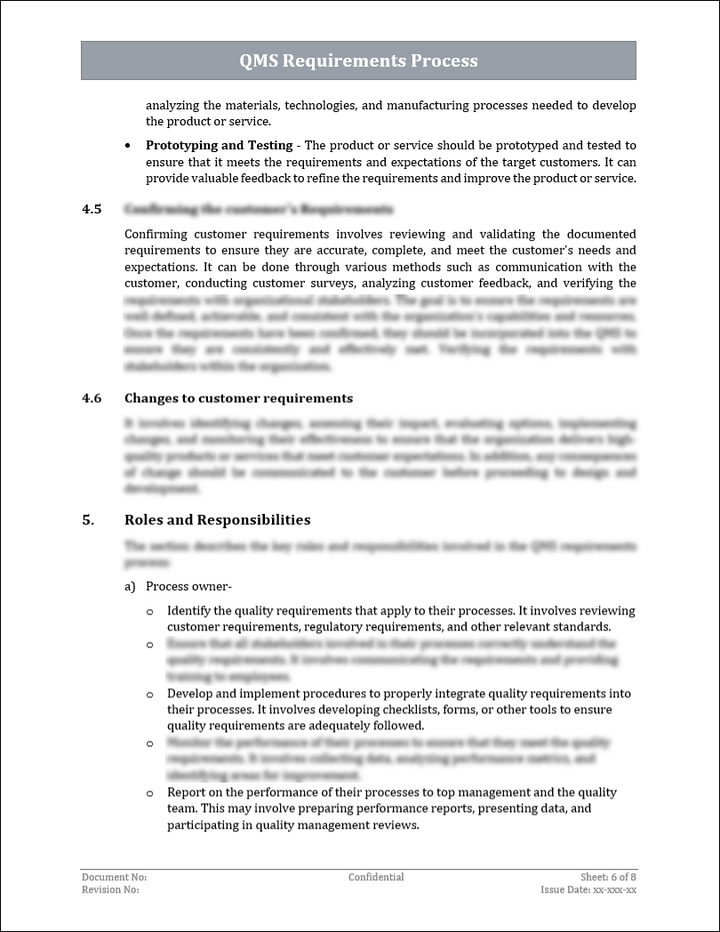 ISO 9001:QMS Requirements Process Template