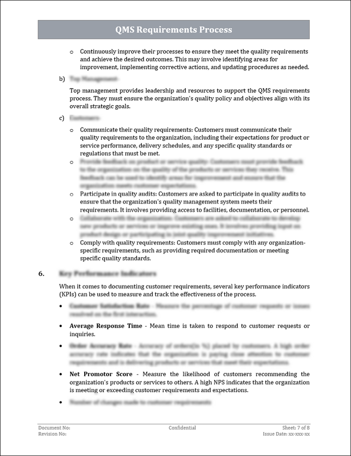 ISO 9001:QMS Requirements Process Template