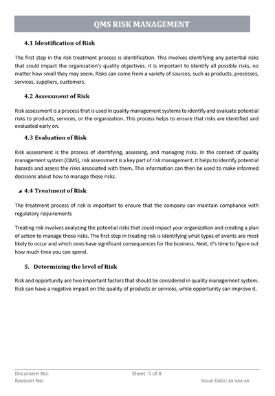 QMS Risk Management Assessment