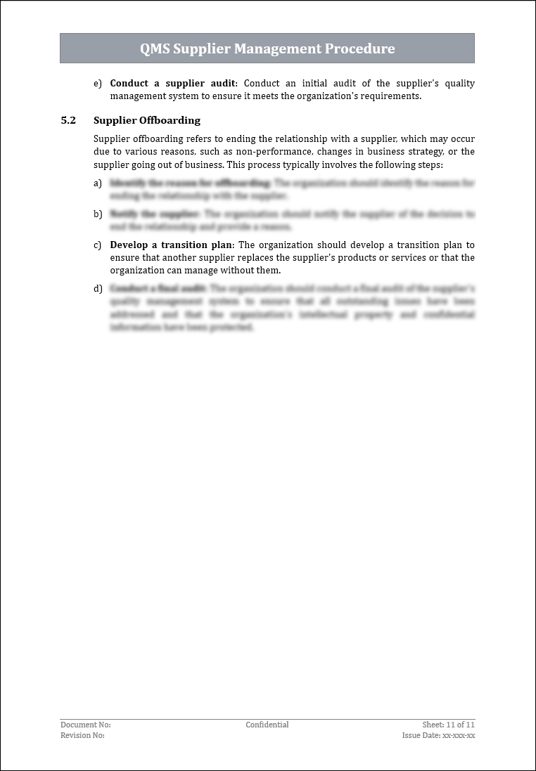 ISO 9001:QMS Supplier Management Procedure Template