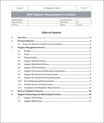 ISO 9001:QMS Supplier Management Procedure Template ISO Templates and ISO 9001:QMS Supplier Management Procedure Template ISO Templates and