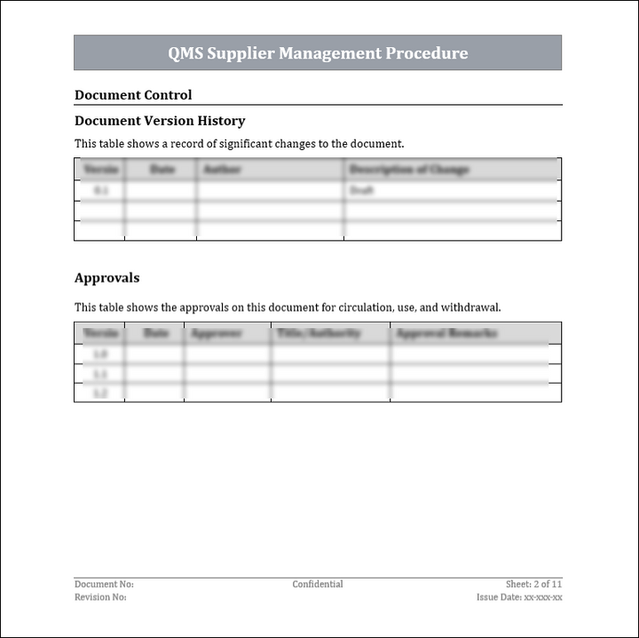 ISO 9001:QMS Supplier Management Procedure Template