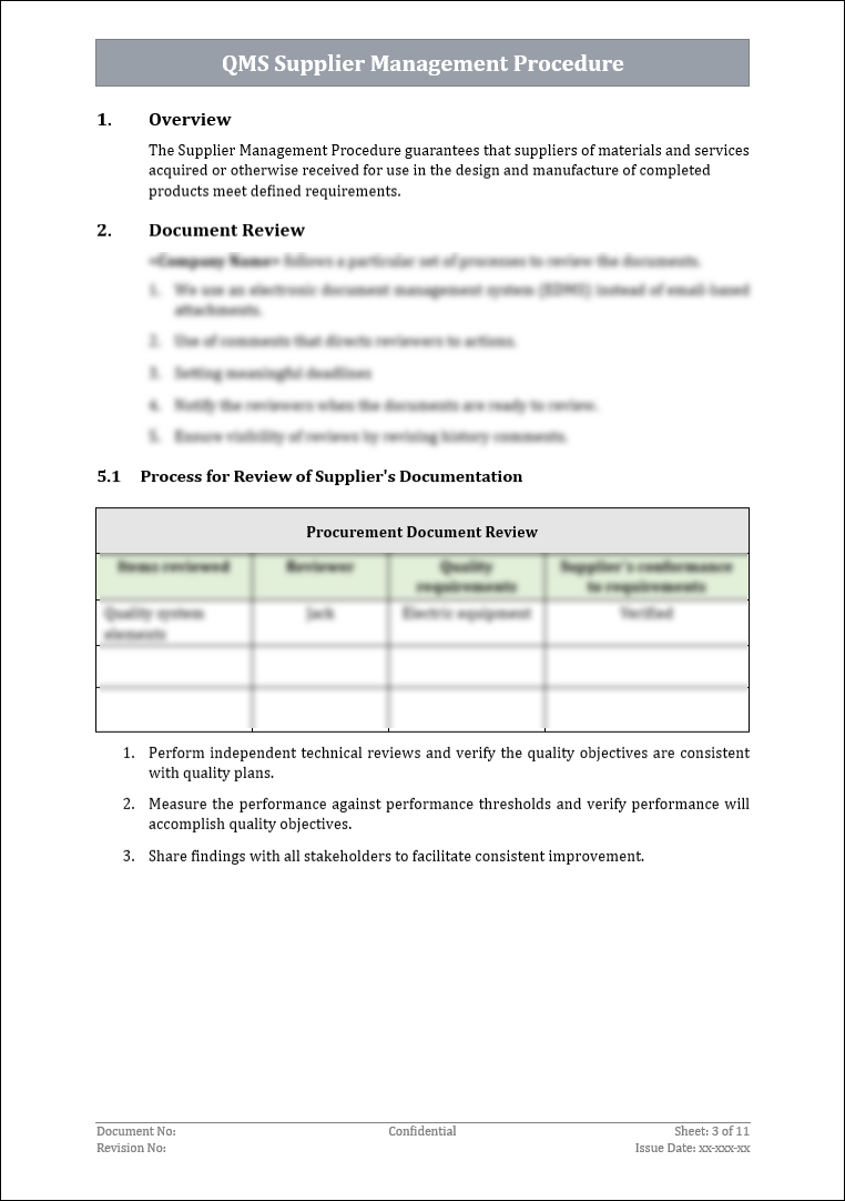 ISO 9001:QMS Supplier Management Procedure Template