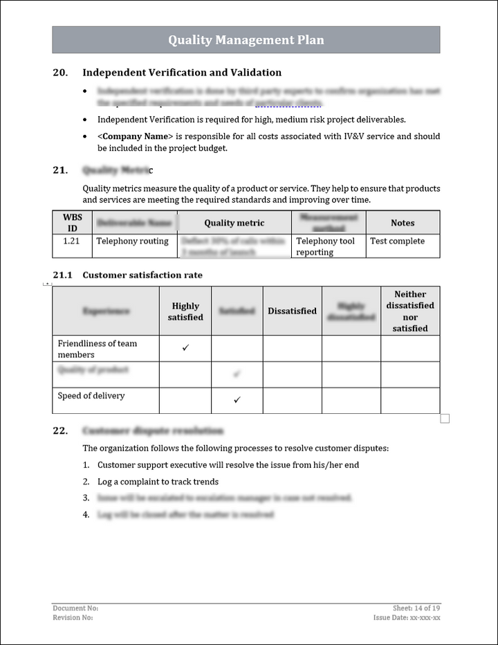 ISO 9001:QMS Quality Management Plan Template