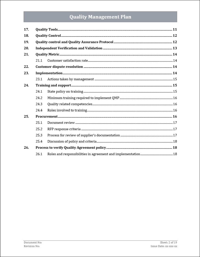 ISO 9001:QMS Quality Management Plan Template