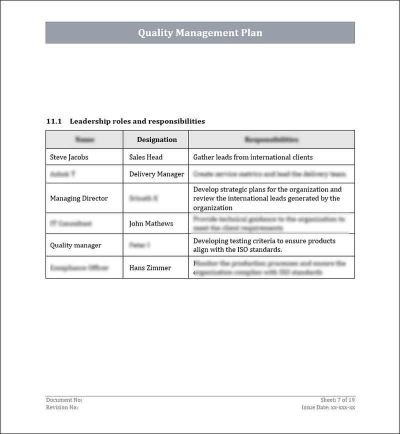 ISO 9001:QMS Quality Management Plan Template ISO Templates and ISO 9001:QMS Quality Management Plan Template ISO Templates and
