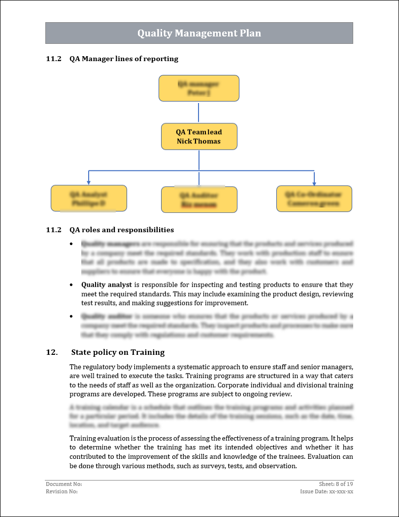 ISO 9001:QMS Quality Management Plan Template