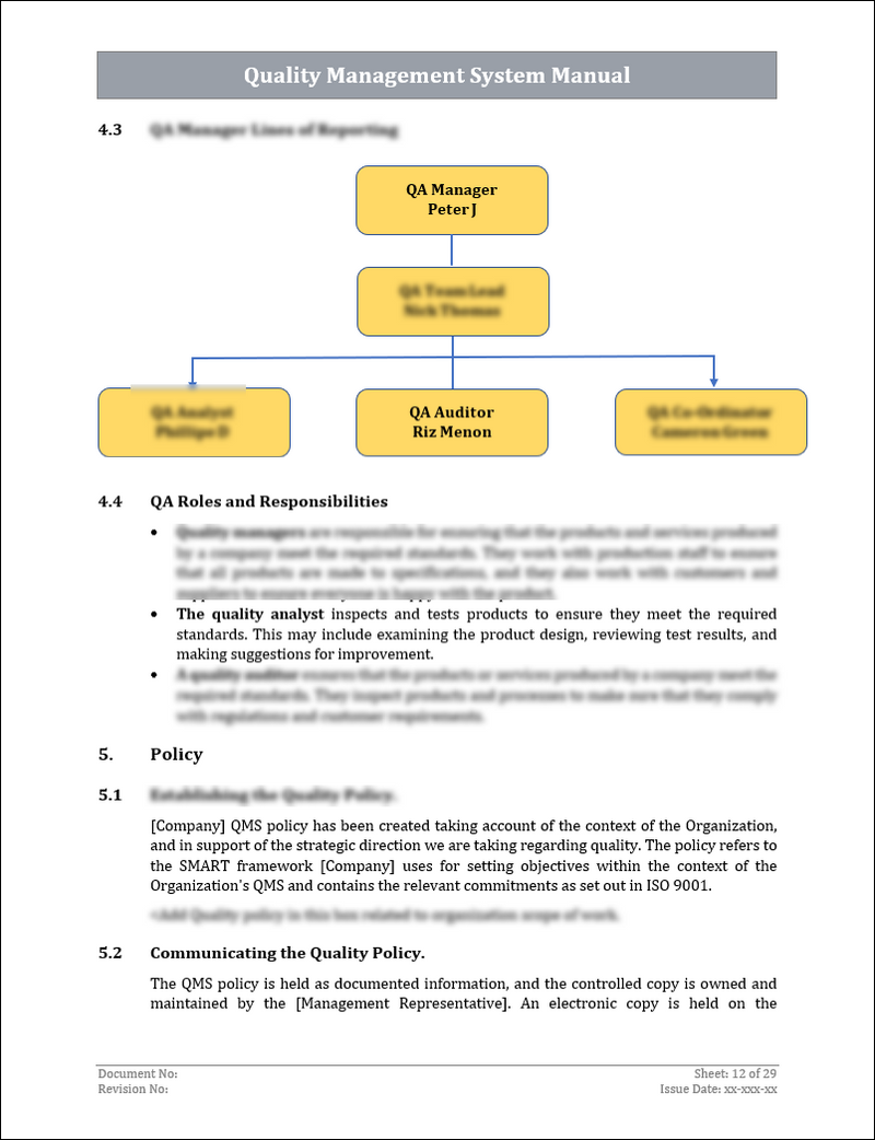 ISO 9001:QMS Quality Management System Manual Template