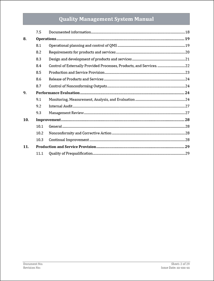 ISO 9001:QMS Quality Management System Manual Template