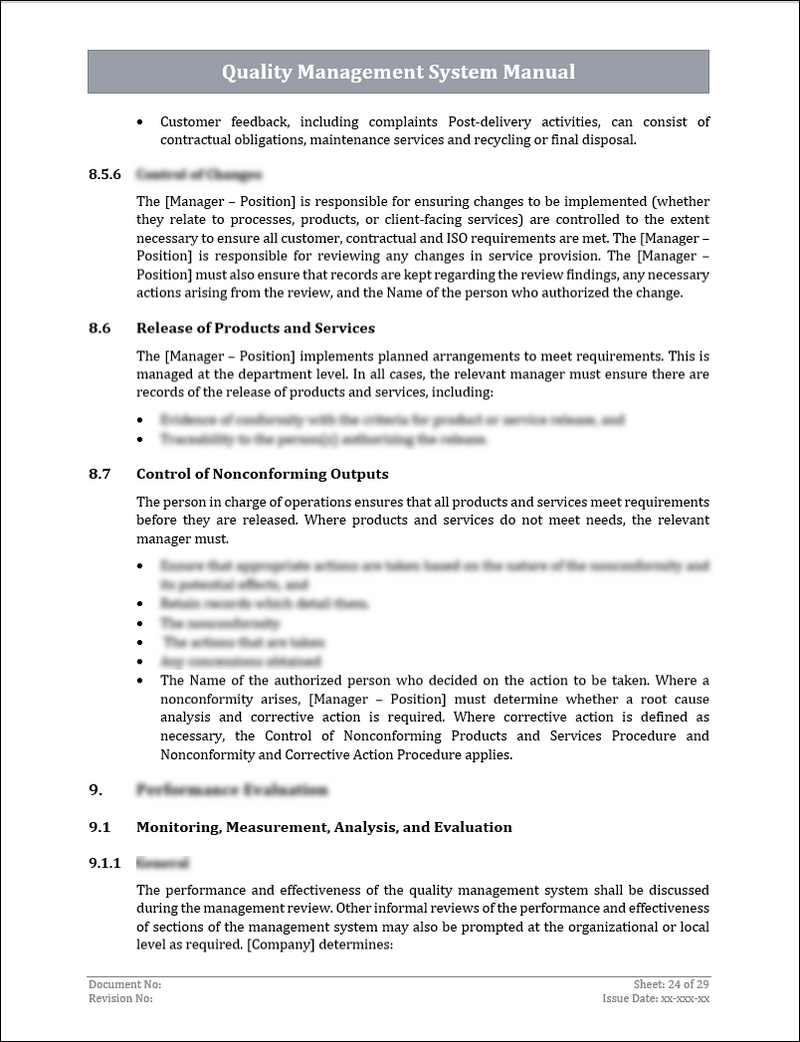 Qms Header Sample ISO 9001:QMS Quality Management System Manual Template – ISO Templates ...