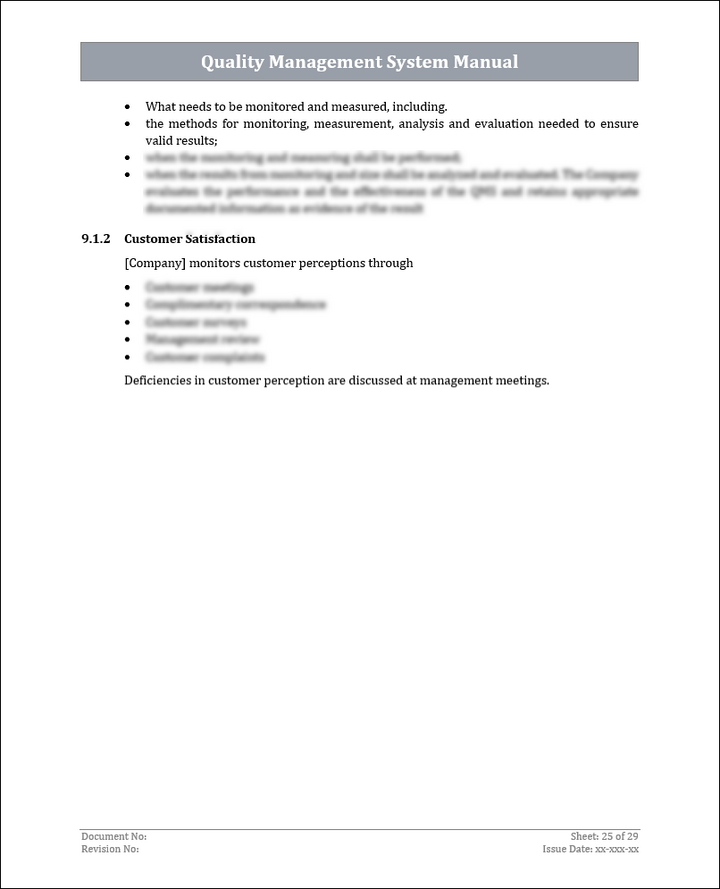 ISO 9001:QMS Quality Management System Manual Template