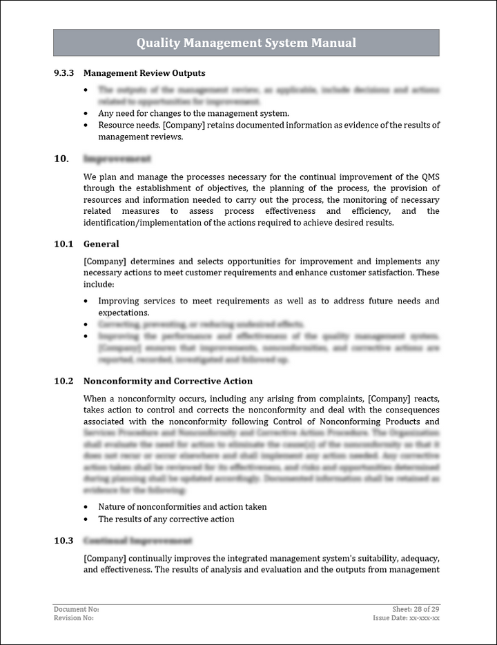 ISO 9001:QMS Quality Management System Manual Template