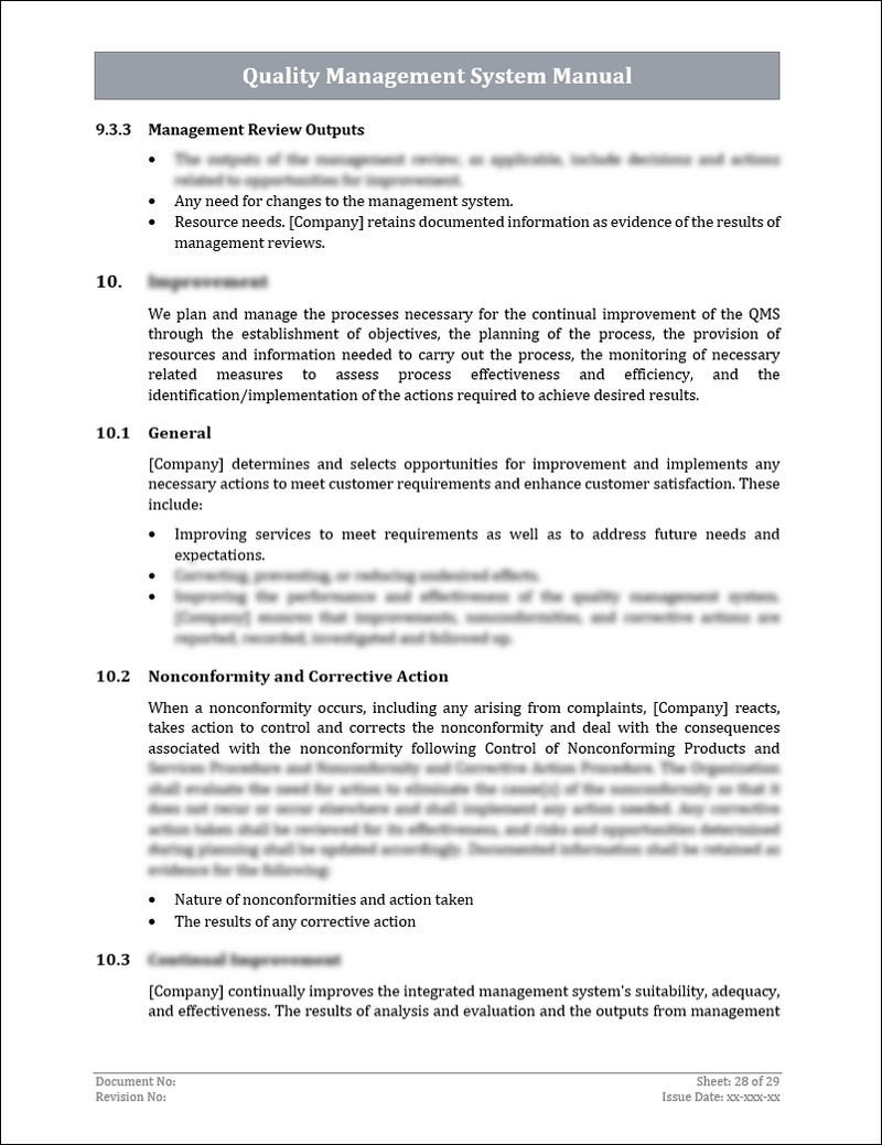 Qms Header Sample ISO 9001:QMS Quality Management System Manual Template – ISO Templates ...