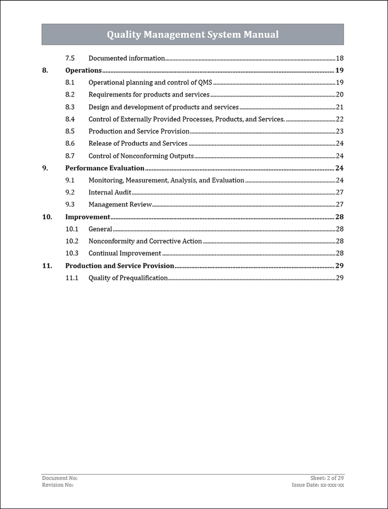 Qms Header Sample ISO 9001:QMS Quality Management System Manual Template – ISO Templates ...