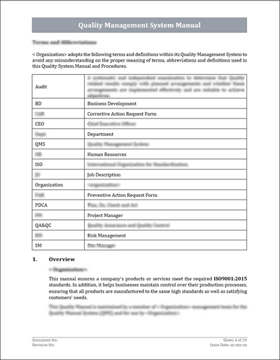 Qms Header Sample ISO 9001:QMS Quality Management System Manual Template – ISO Templates ...