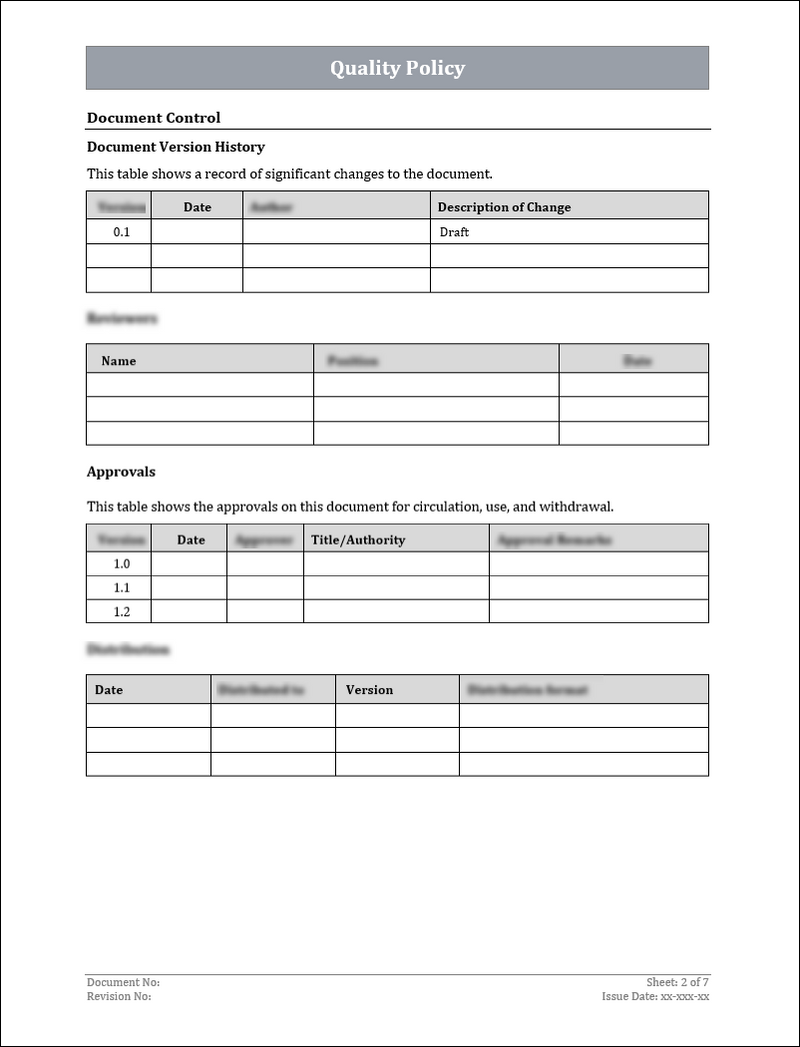 ISO 9001:QMS Quality Policy Template