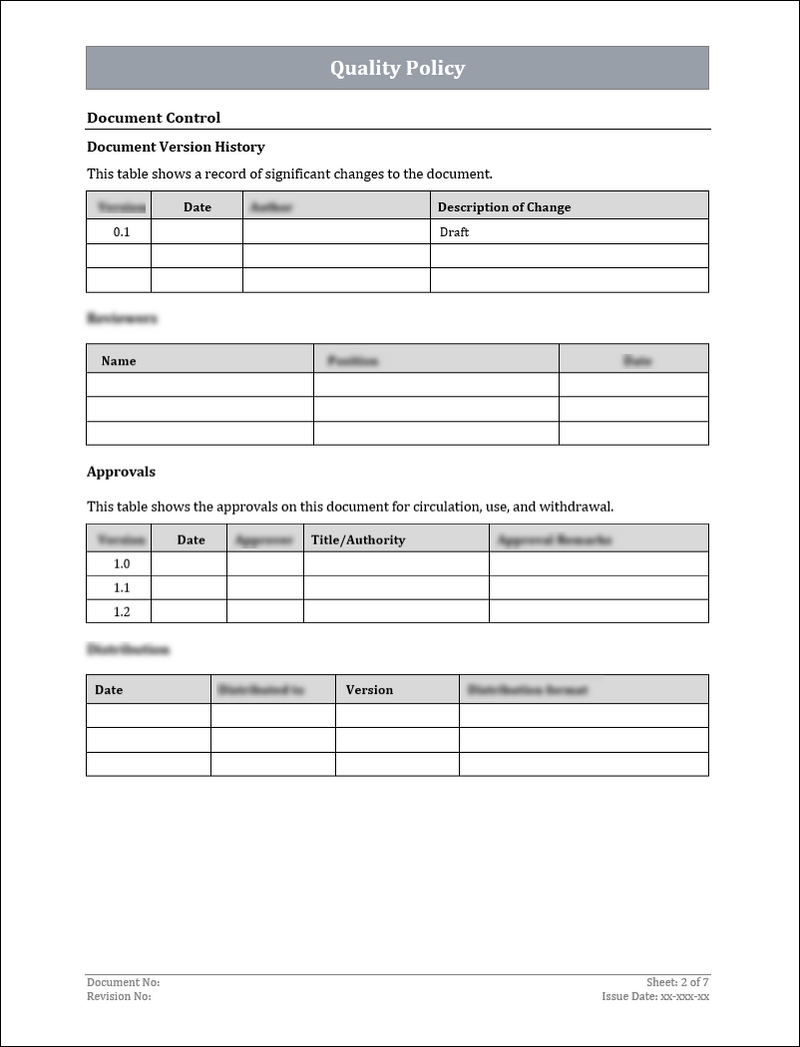 Sample Iso Policy Form ISO 9001:QMS Quality Policy Template – ISO Templates and Documents Download
