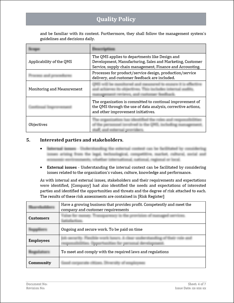 Sample Iso Policy Form ISO 9001:QMS Quality Policy Template – ISO Templates and Documents Download