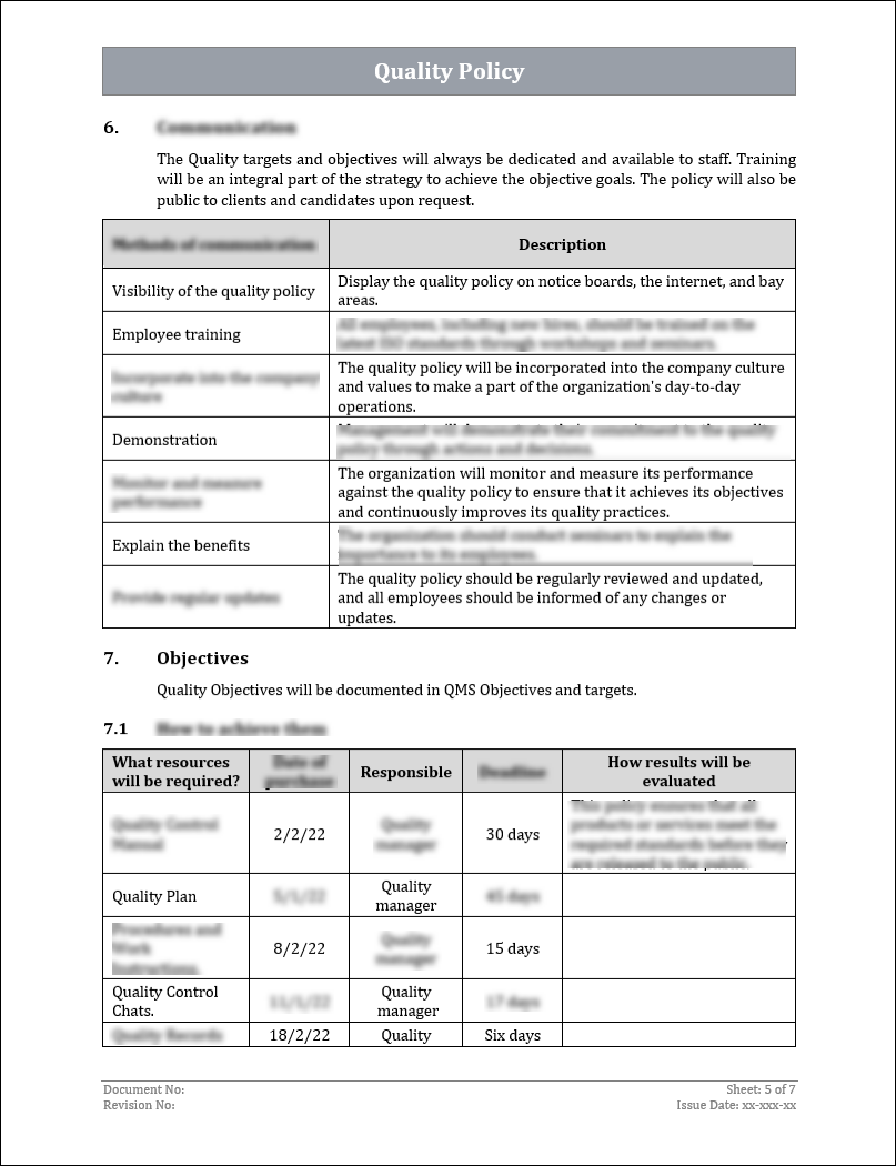 Quality Policy Samples ISO 9001:QMS Quality Policy Template – ISO Templates and Documents Download
