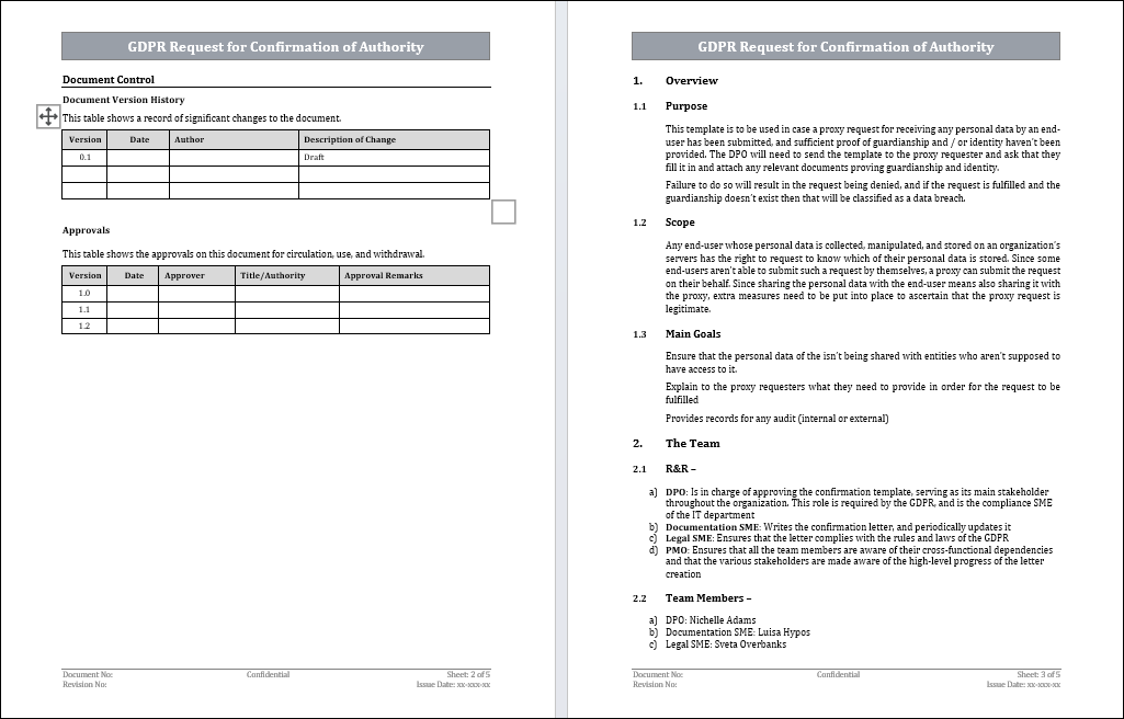 GDPR Request for Confirmation of Authority Template