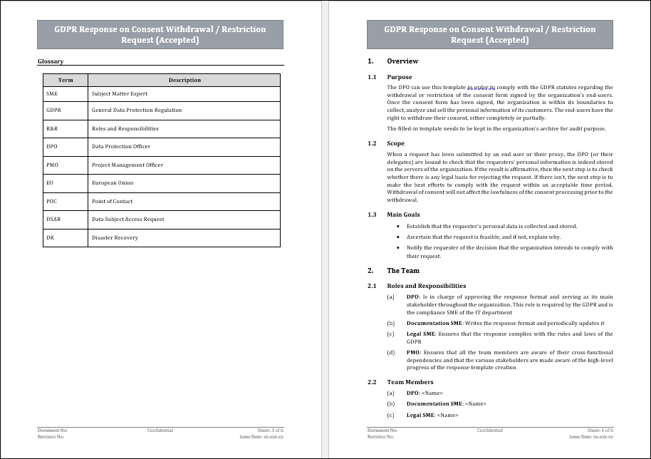 GDPR Response on Consent Withdrawal/ Restriction Request (Accepted) Template