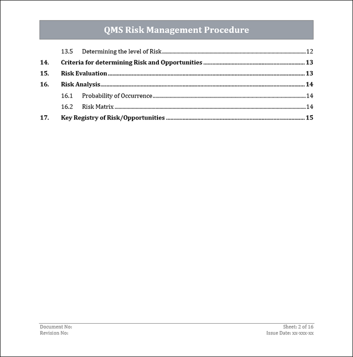 ISO 9001: QMS Risk Management Procedure