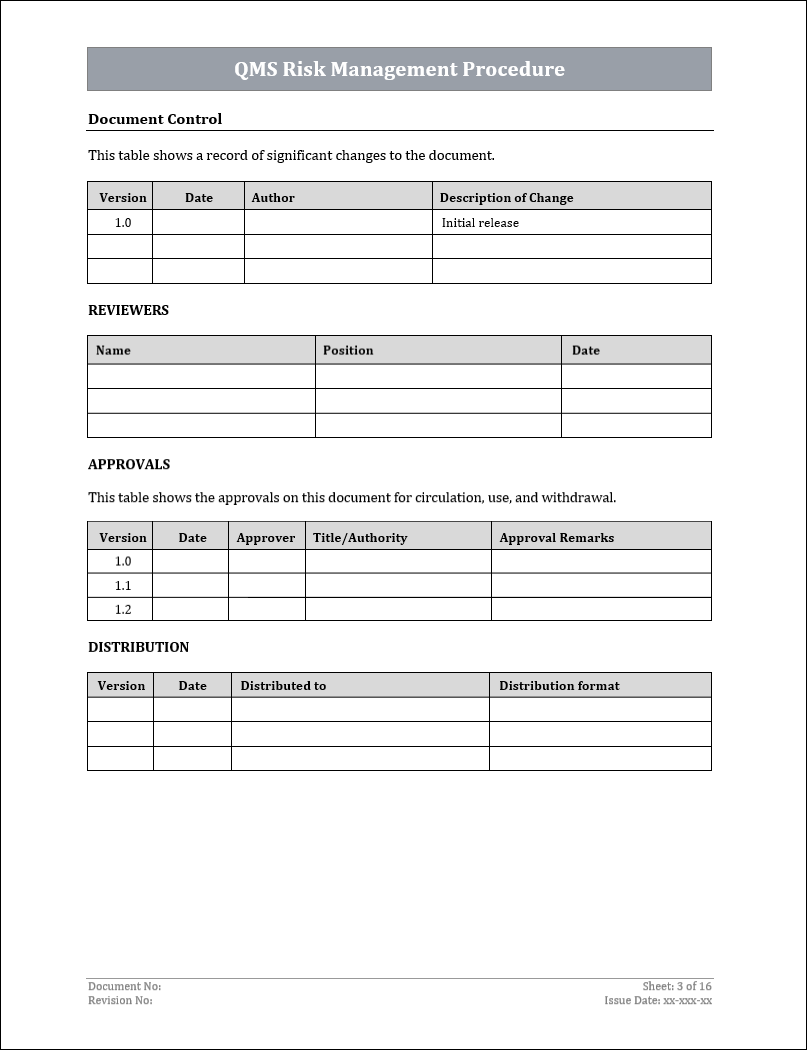 ISO 9001: QMS Risk Management Procedure – ISO Templates and Documents ...