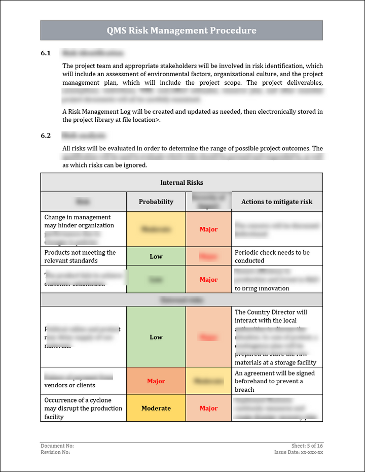 ISO 9001: QMS Risk Management Procedure