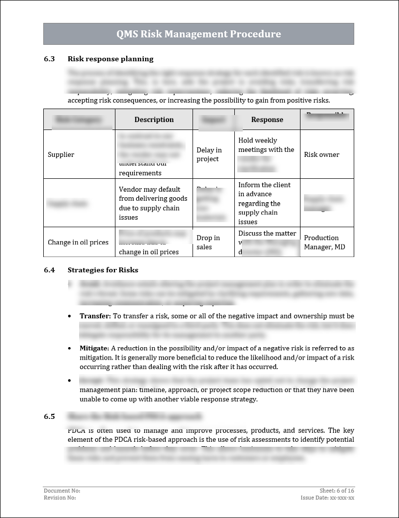 ISO 9001: QMS Risk Management Procedure