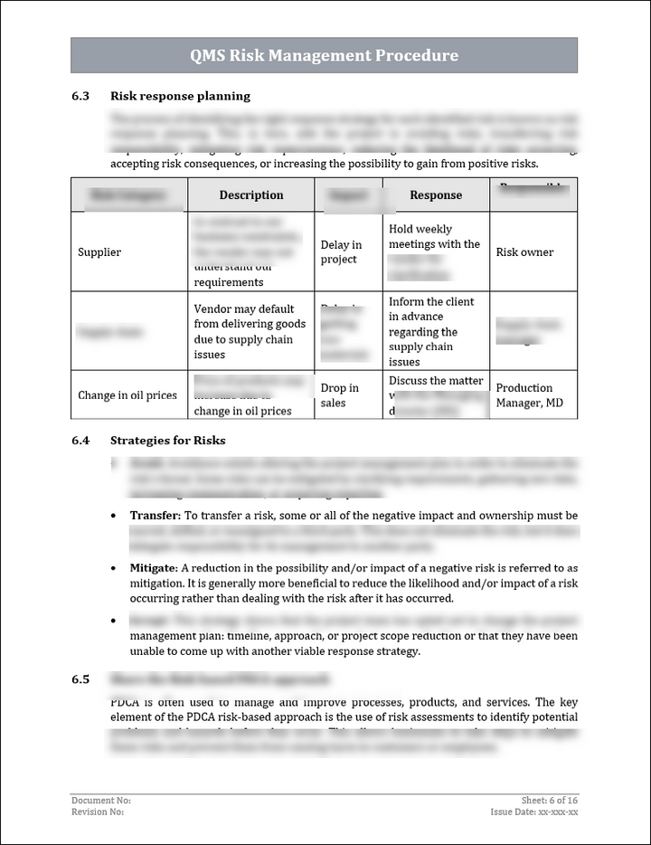 ISO 9001: QMS Risk Management Procedure