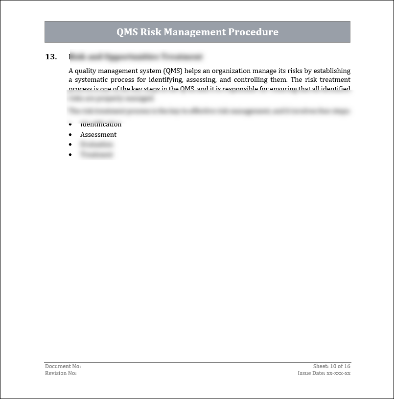 ISO 9001: QMS Risk Management Procedure