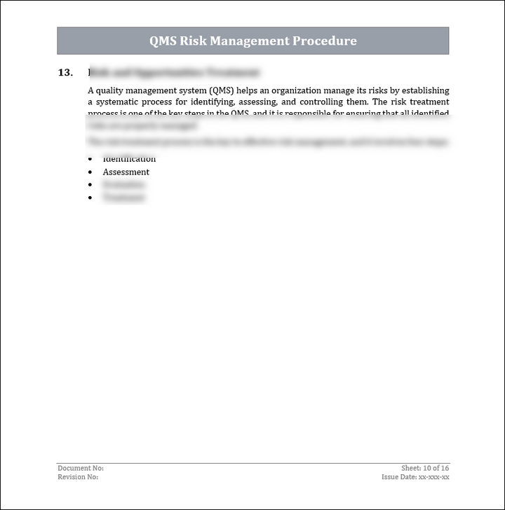 ISO 9001: QMS Risk Management Procedure