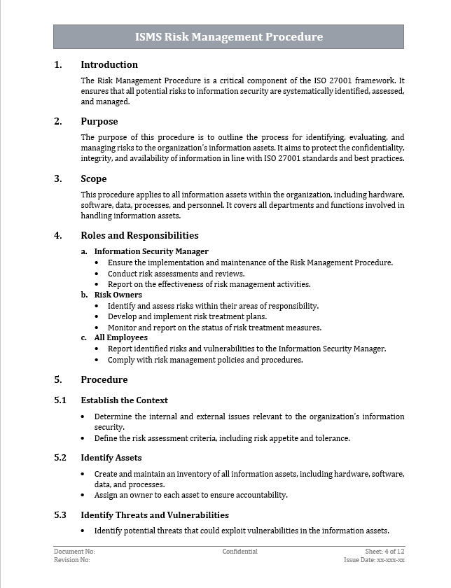 ISO 27001 - ISMS Risk Management Procedure Template