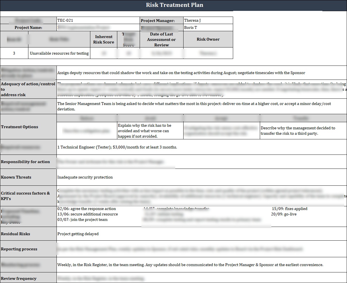 ISO 27001 - Risk Treatment Plan Template 