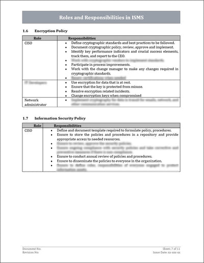 ISO 27001:2022 - Roles and Responsibilities In ISMS Template
