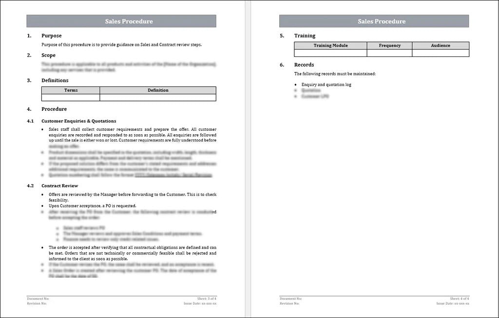 IMS Sales Procedure Template | Editable Word Format – ISO Templates and ...