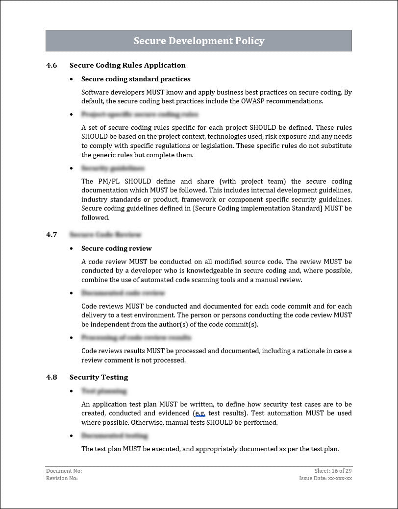 ISO 27001:2022 - Secure Development Policy Template