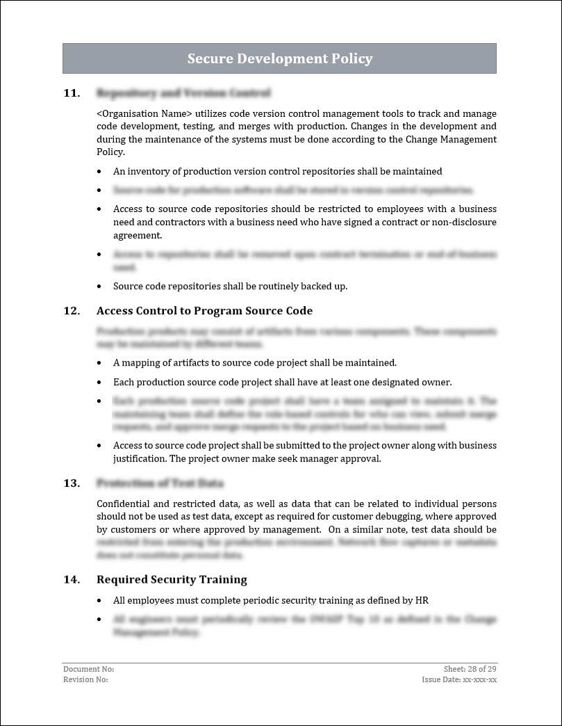 ISO 27001:2022 - Secure Development Policy Template