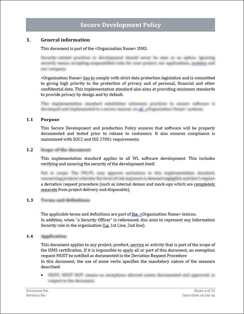 ISO 27001 - Secure Development Policy Template
