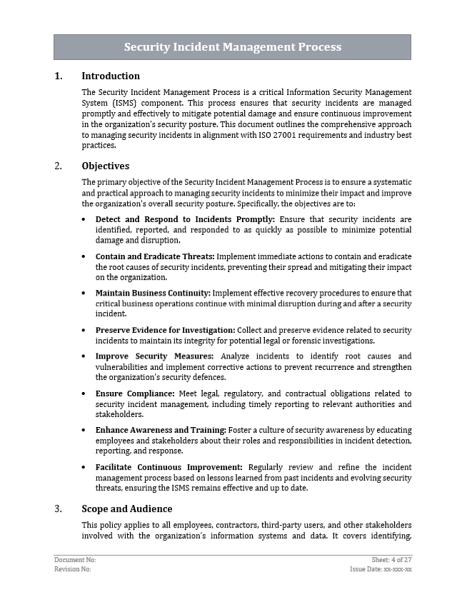 ISO 27001 - Security Incident Management Process Template